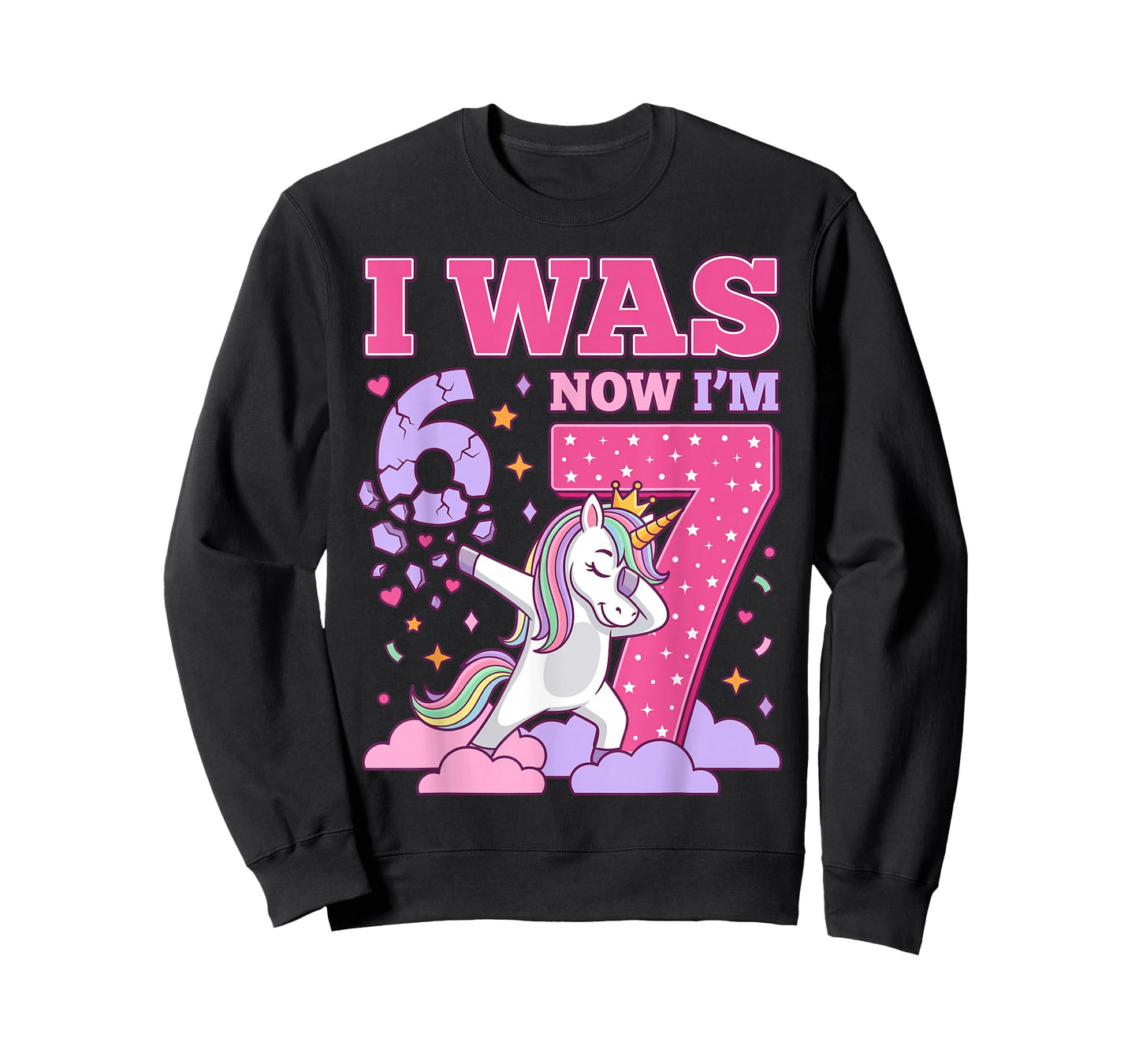 I was 6 Now I'm 7 Unicorn Girl 6 7 Birthday T-Shirt