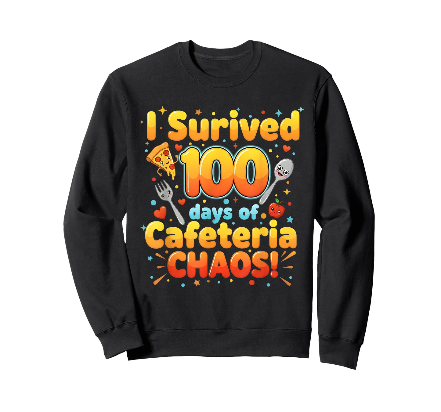 I Survived 100 Days of Cafeteria Chaos Funny Lunch Lady T-Shirt