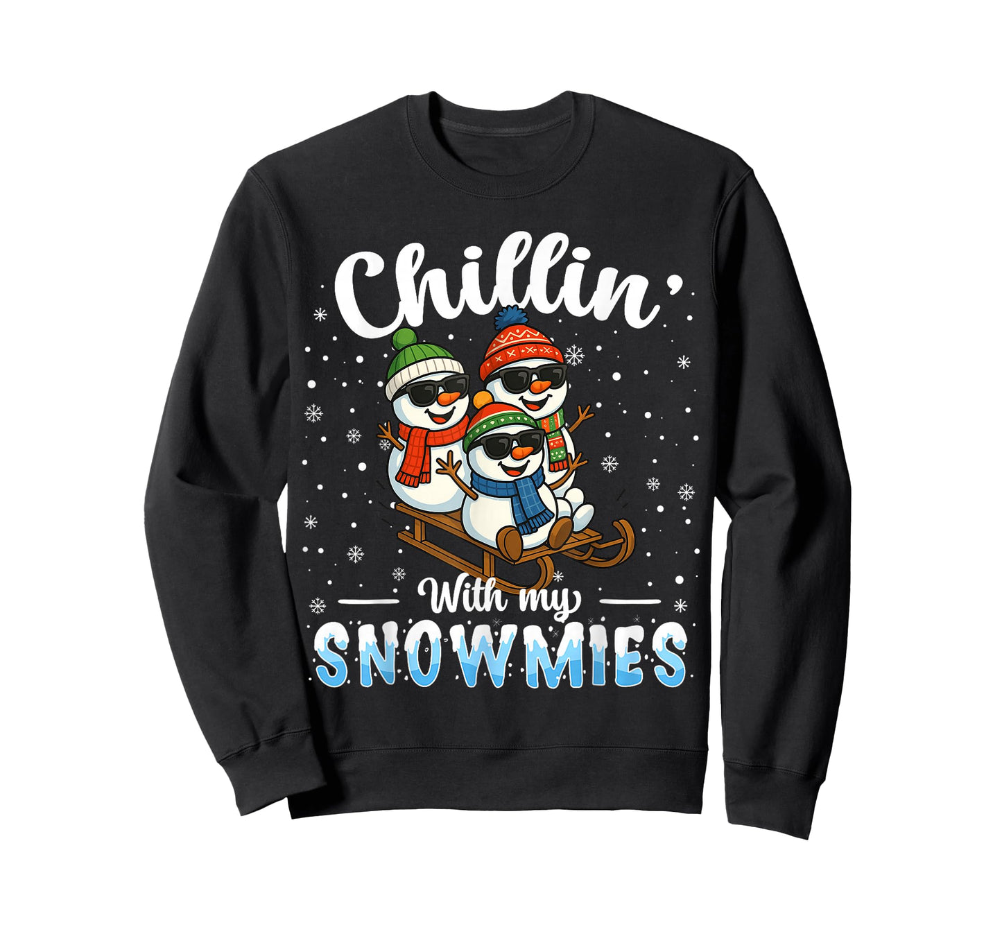 Chillin with My Snowmies Funny Snowman Christmas Kids Boys T-Shirt