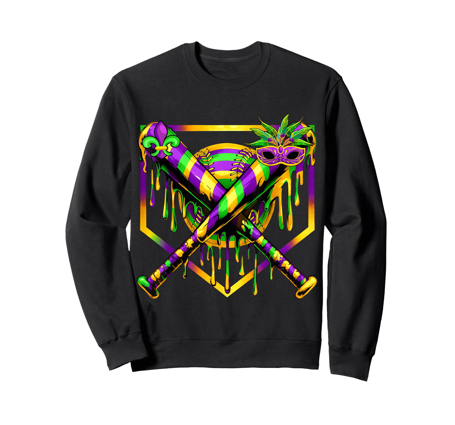 Baseball Mardi Gras Carnival Party Mask Ice Cream Drip Boys T-Shirt