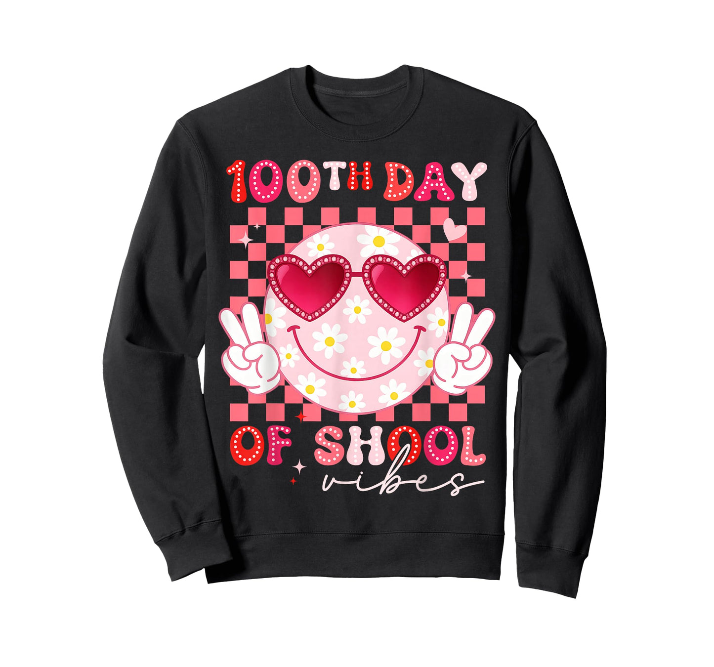 100th Day of School Vibes Smile Face 100 Days Girl Women T-Shirt