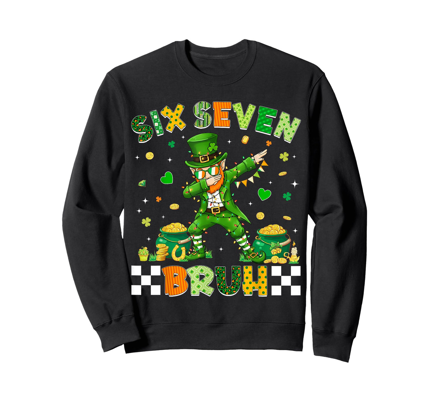 St Patricks Day Bruh 67 Meme Six Seven Dabbing Leprechaun T-Shirt