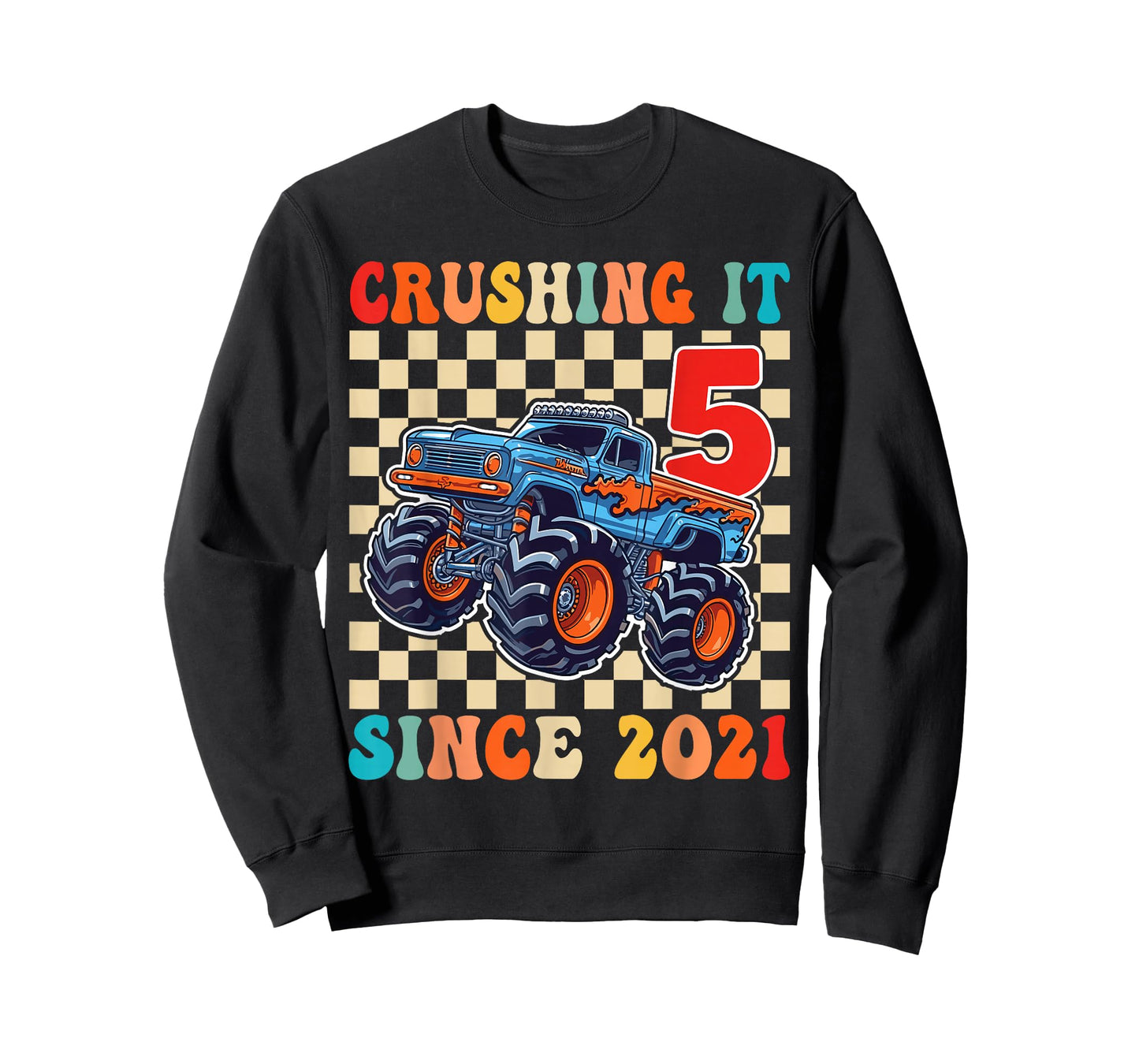 Birthday Monster Truck 5 Year Old Boys 5th Party Born 2021 T-Shirt
