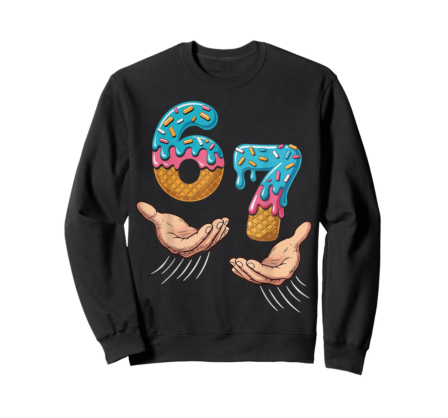 Six Seven 6 7 Ice Cream Hands Meme Graphic for Kids T-Shirt