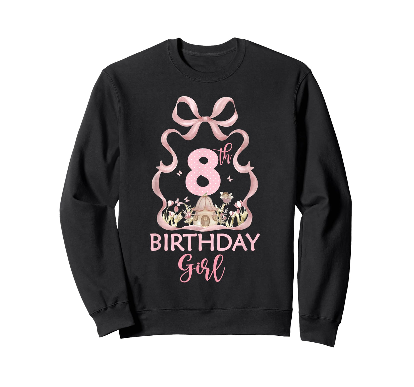 It's My 8th Birthday Fairy Coquette Pink Bow Girl 8 Year Old T-Shirt