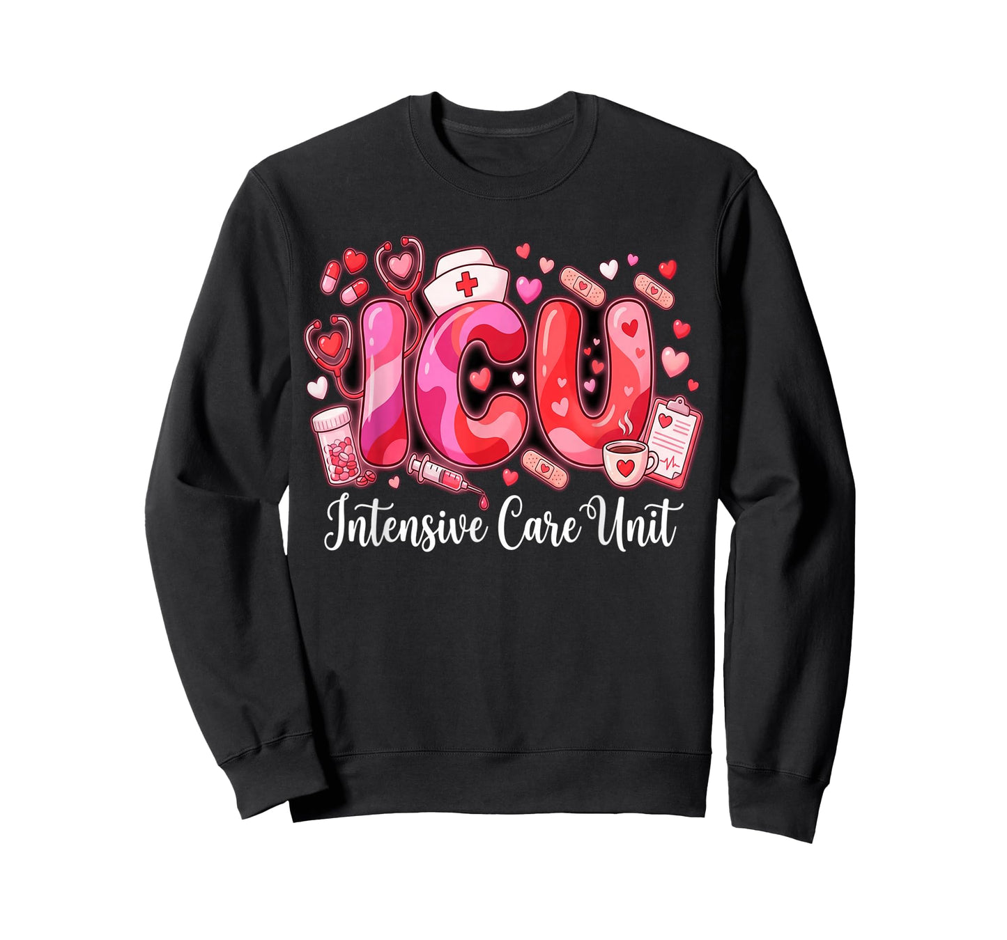 Cute Hearts ICU Valentine Nurse Valentines Day Shirt Nurses T-Shirt
