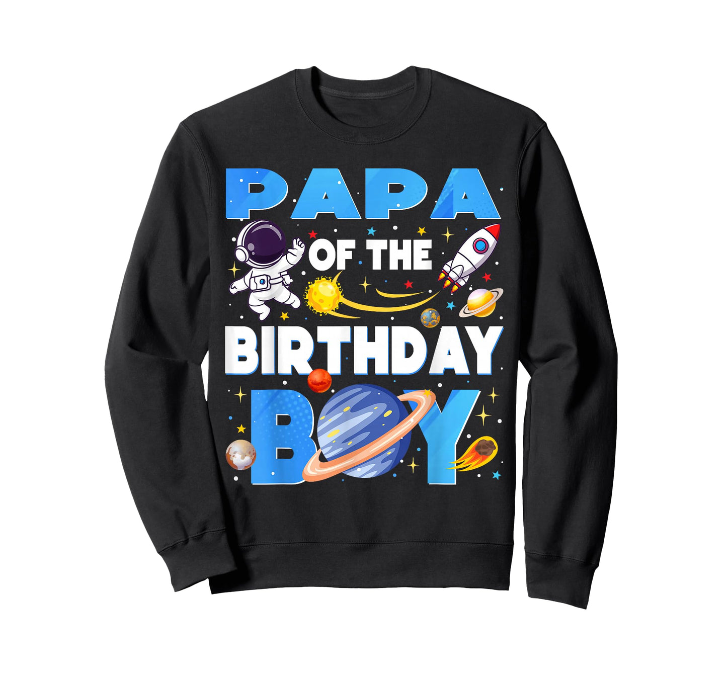 Family Space Planets Papa of The Birthday Boy Astronaut T-Shirt