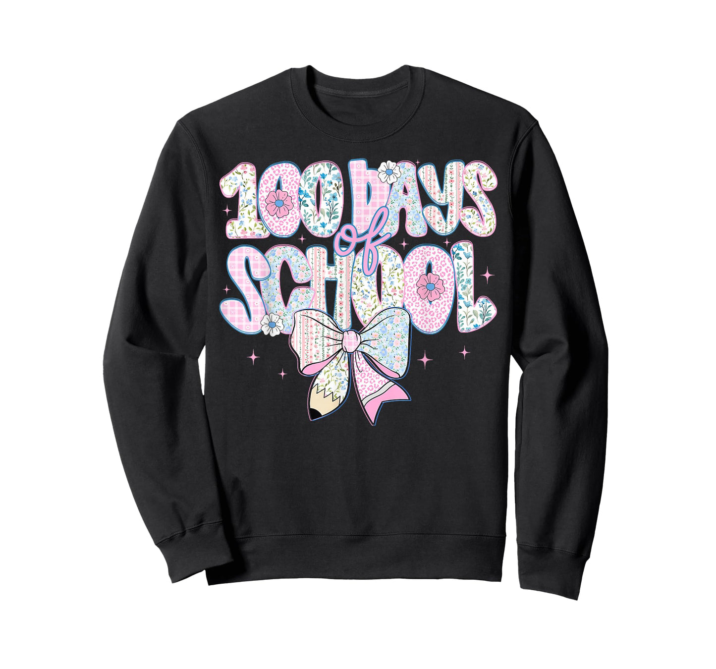 100 Days of School Floral Coquette Pencil Bow Teacher Girls T-Shirt