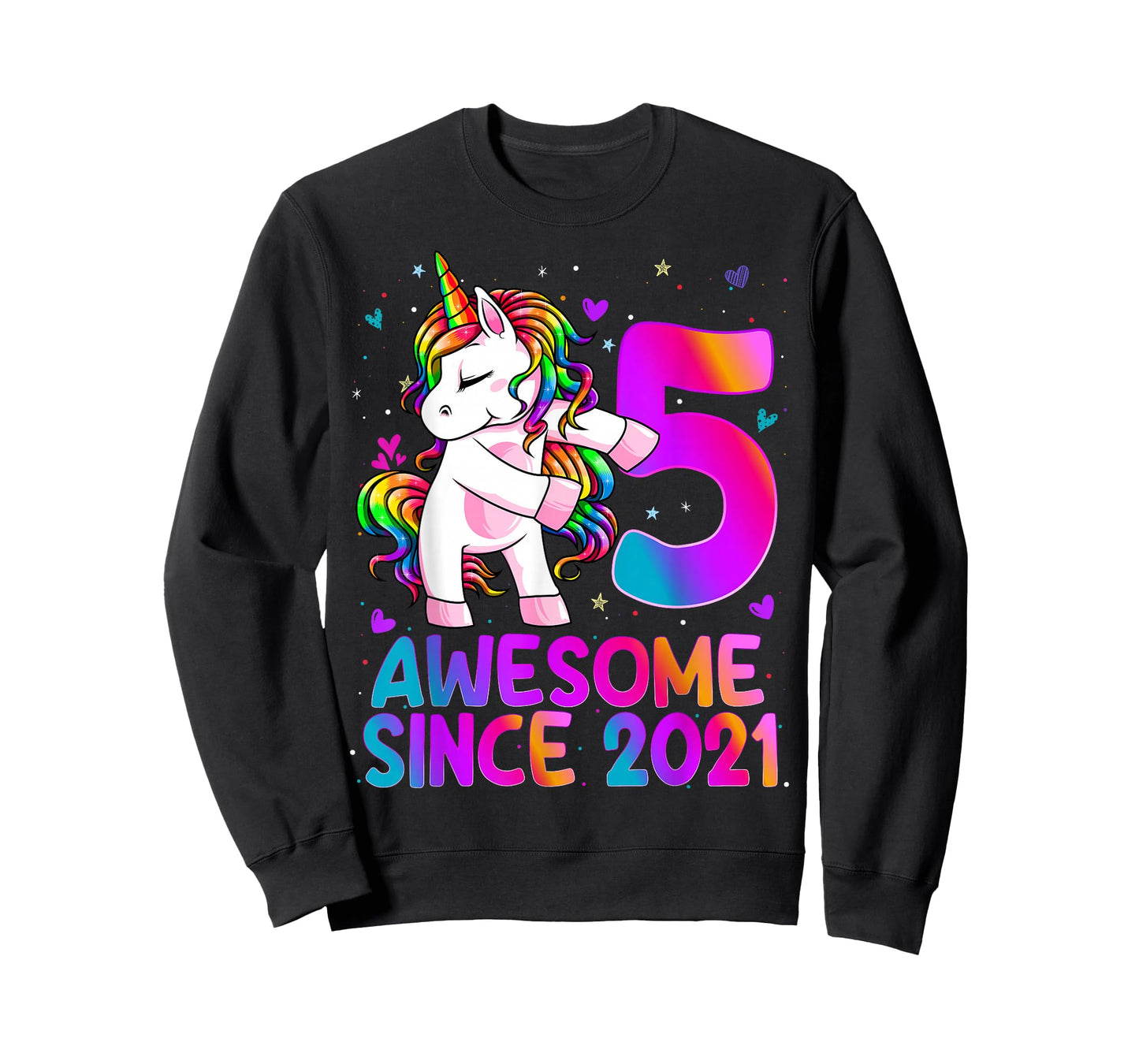 5 Year Old Girl Awesome Since 2021 Unicorn 5th Birthday Girl T-Shirt