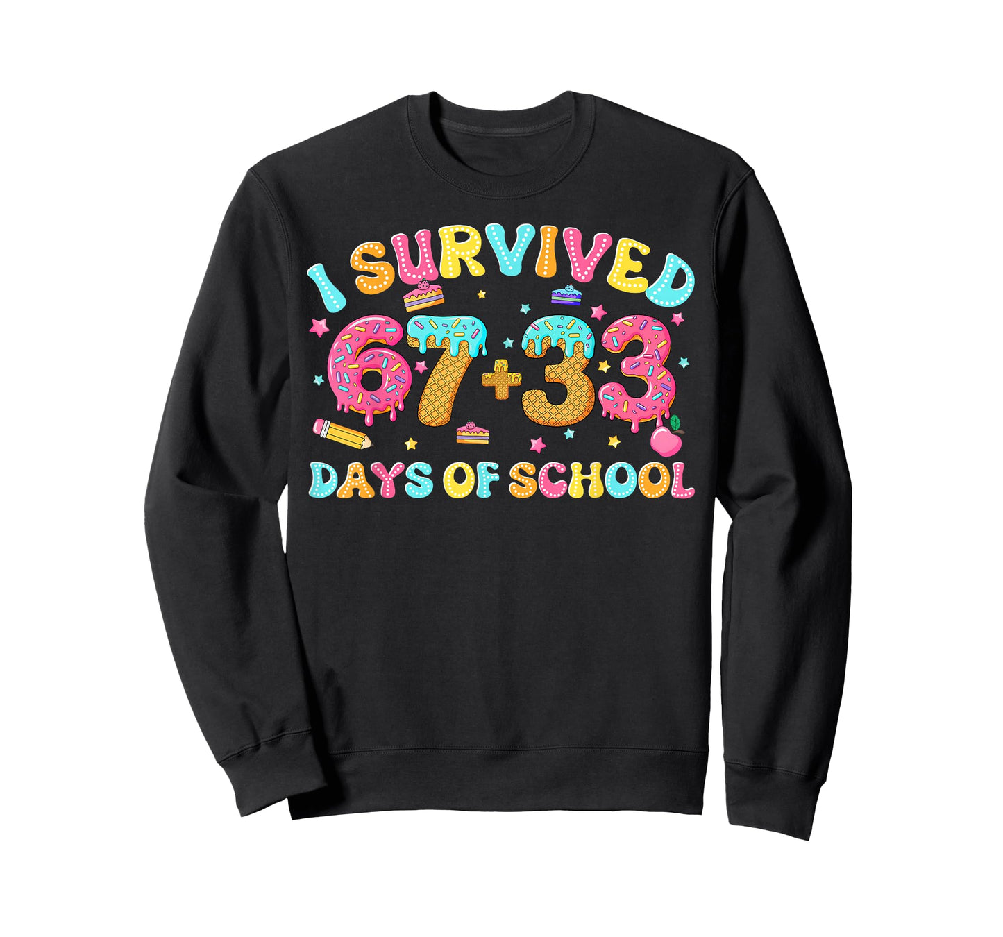 I Survived 67 + 33 Days of School Ice Cream Drip Girl Boy T-Shirt