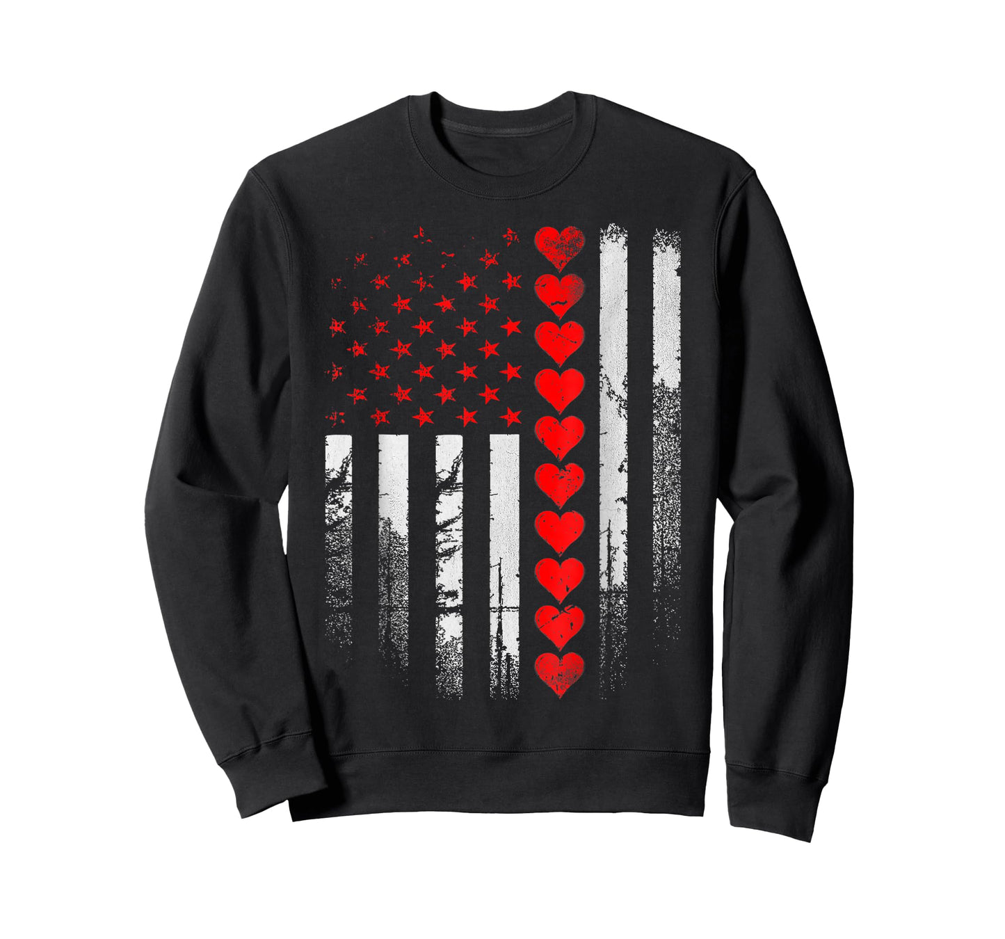 Vintage American Flag Hearts Valentine Mens Boys Kids T-Shirt