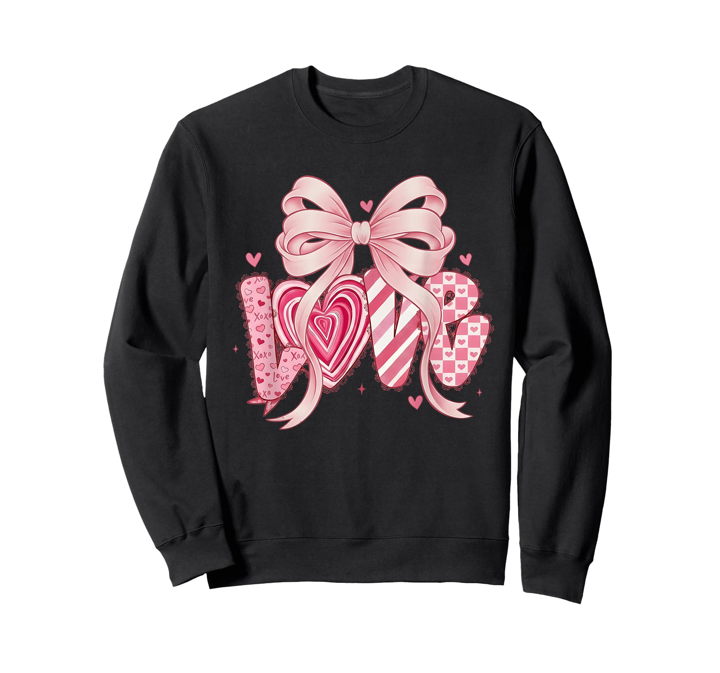 Valentines Day Love with Bow and Hearts Preppy Coquette Pink T-Shirt