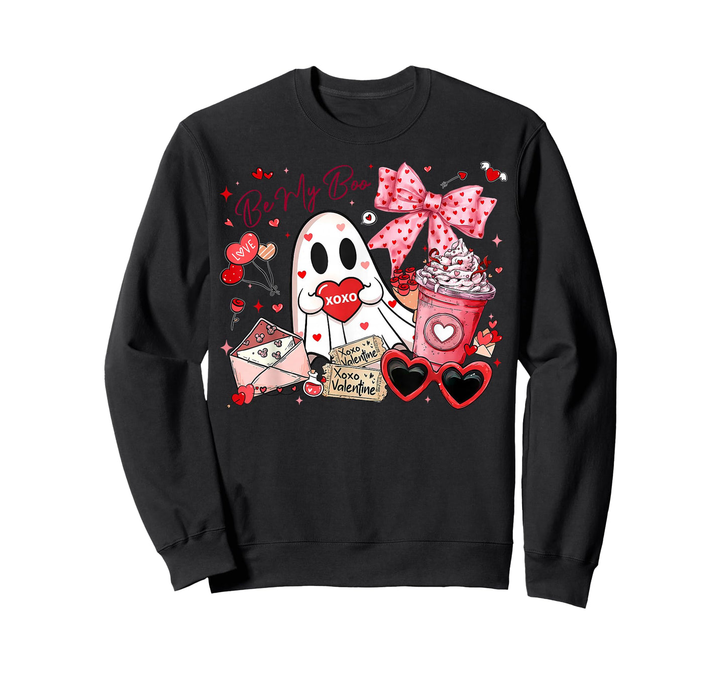 Preppy Be My Boo XOXO Ghost Coquette Bow Valentine's Day T-Shirt