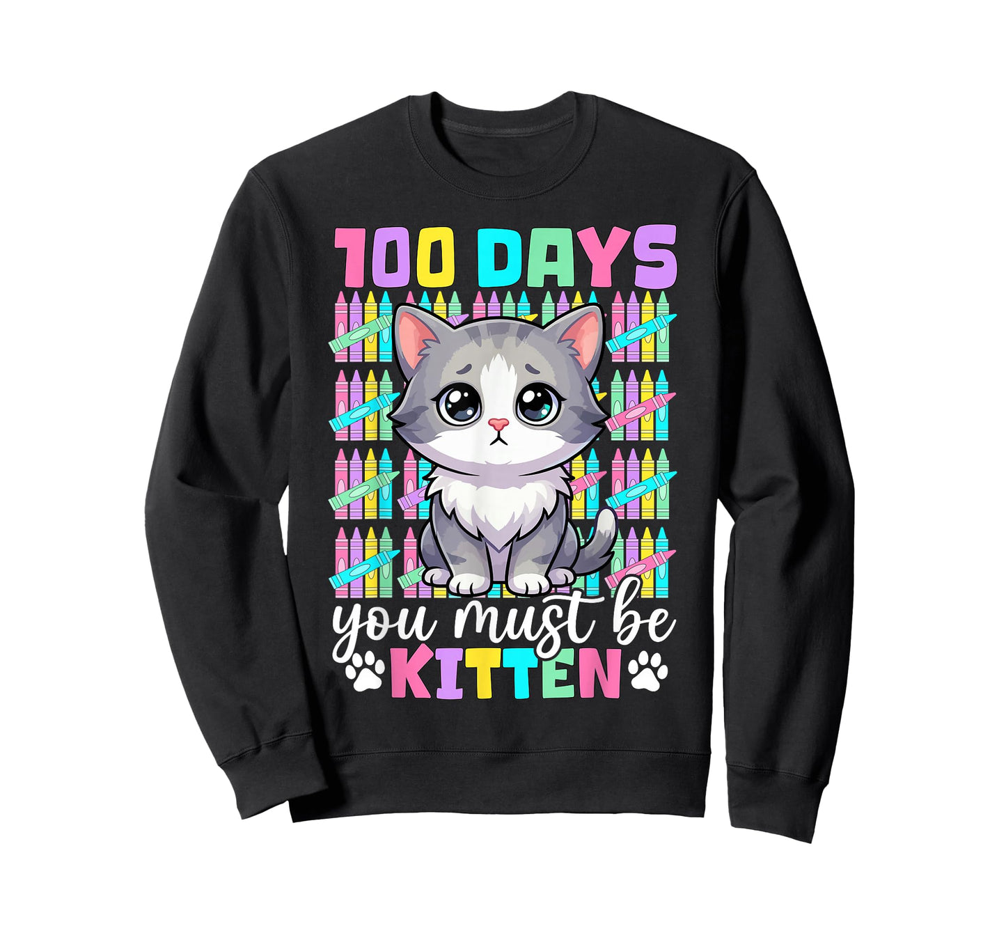 100 Days of School Girls Kids 100th Day of School Kitten Cat T-Shirt
