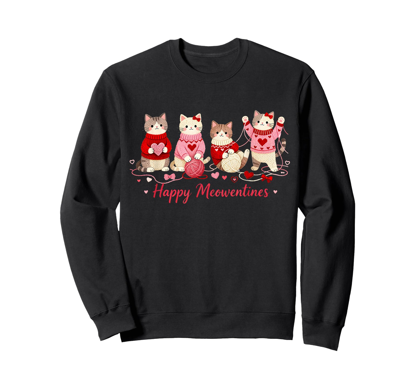 Happy Meowentines Cute Cat Valentine Love Crochet Yearn T-Shirt