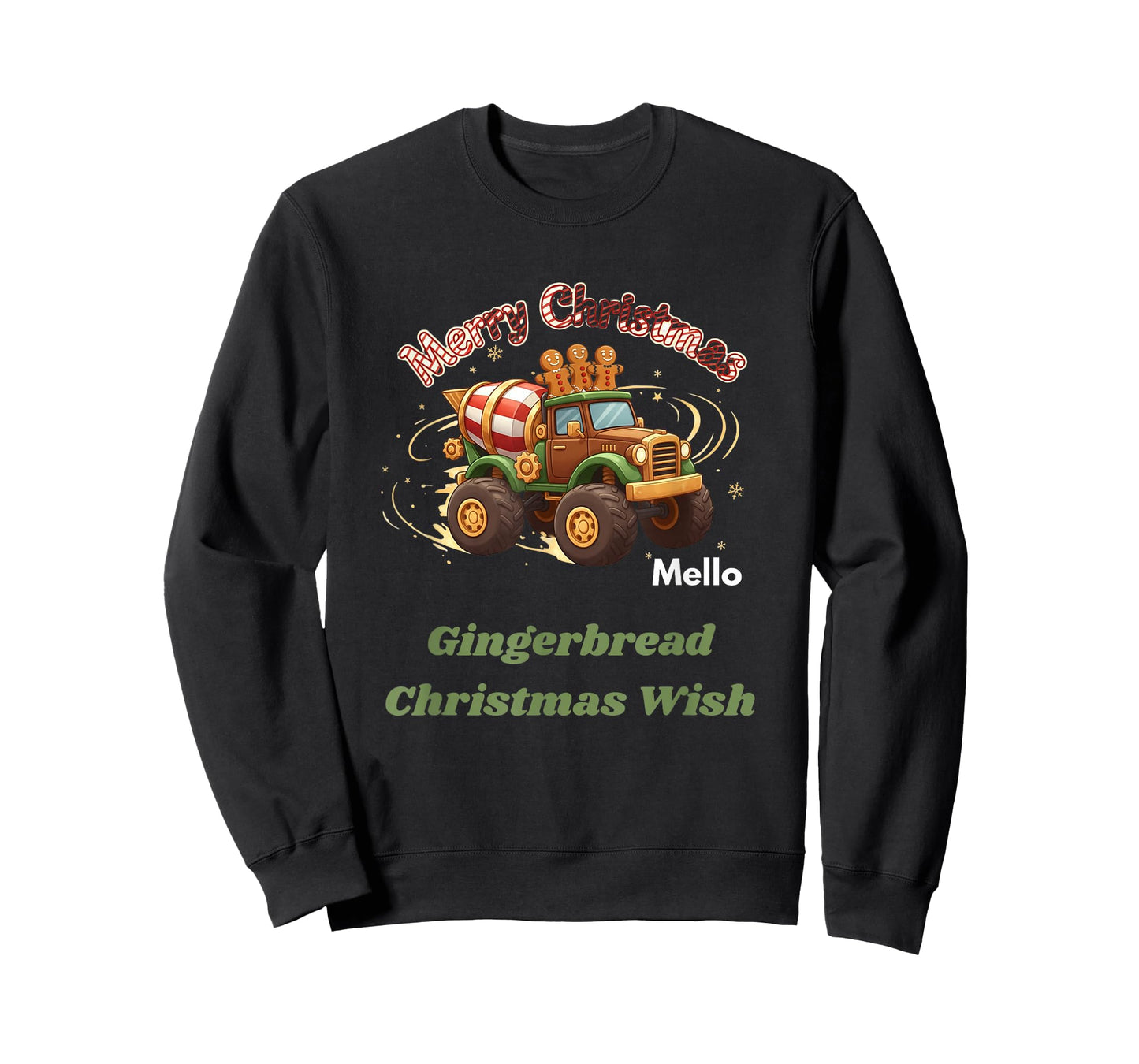Merry Christmas Cute Gingerbread Mello Mixer Truck Graphic T-Shirt