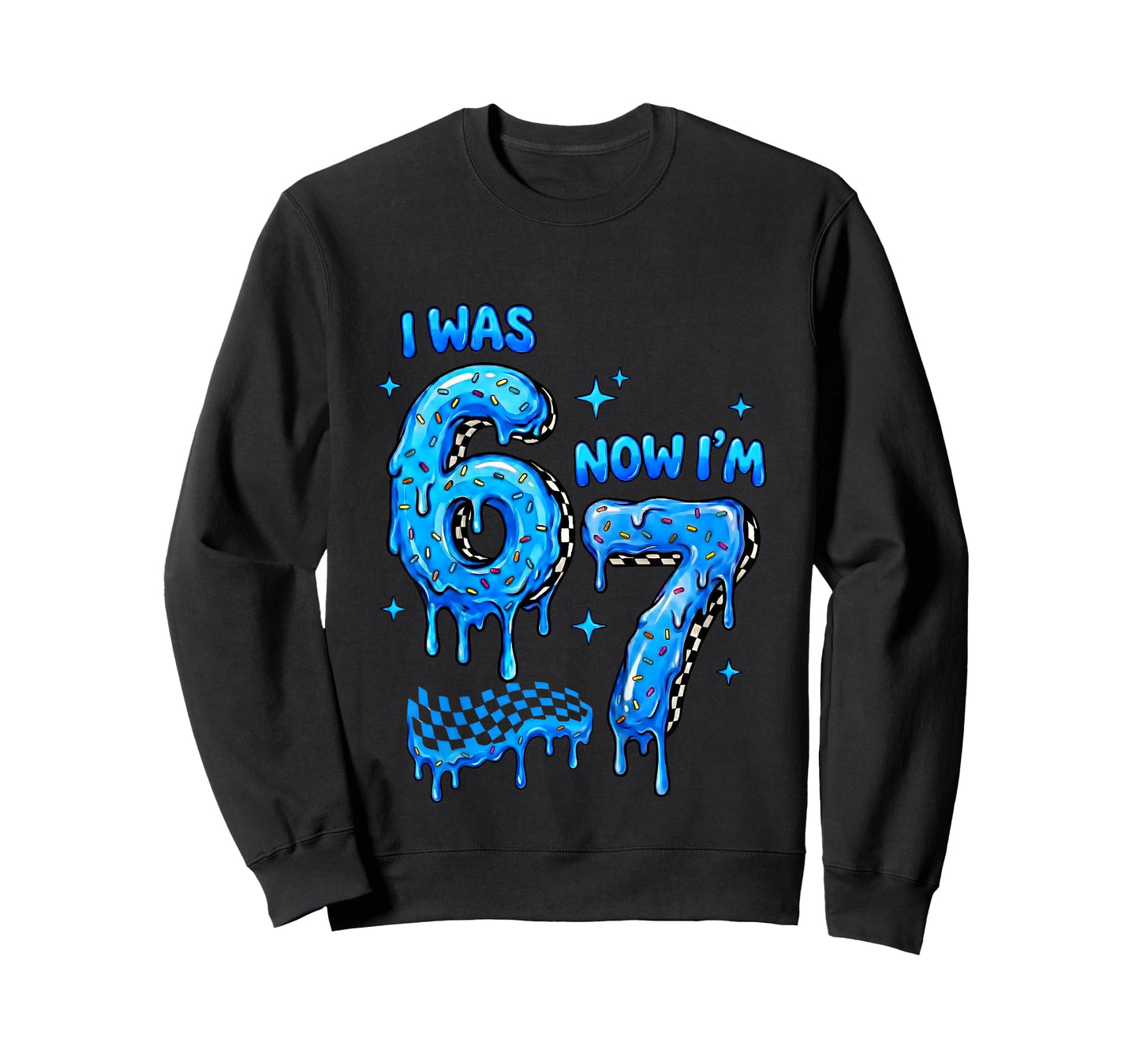 I was 6 Now Im 7 Checkered Drip Funny Kids Boys 6 7 Birthday T-Shirt