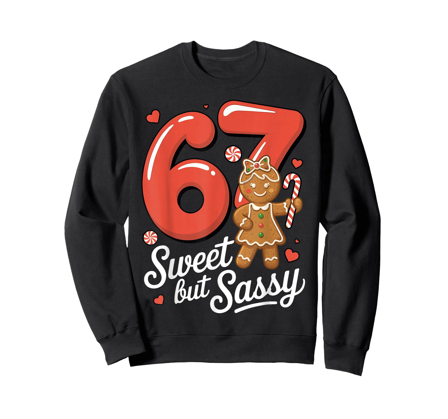Cute Gingerbread Girl 67 Red Bubble Letters Candy Cane T-Shirt