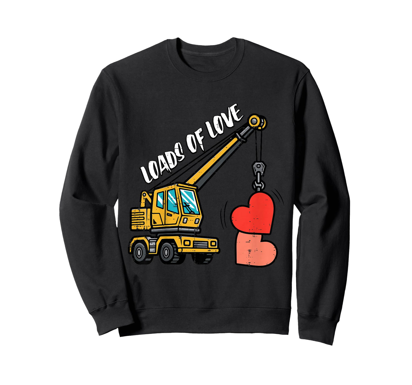 Kids Valentines Day Crane Heart Loads Love Construction Boys Kids T-Shirt