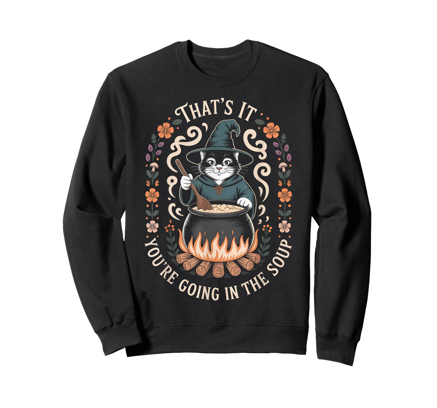 That is It You're Going in The Soup Witch Cat Cauldron Art T-Shirt