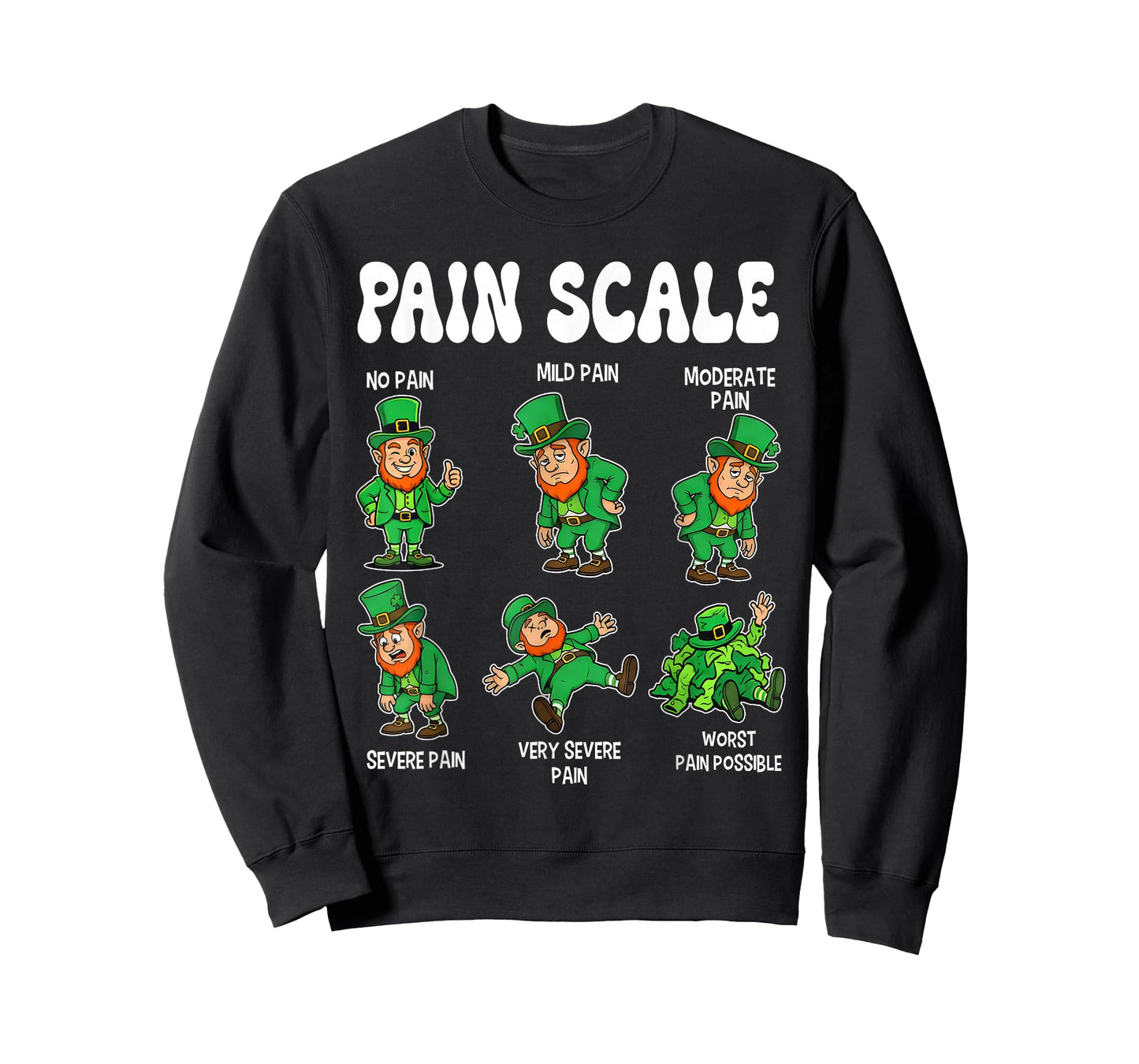 Funny Pain Scale Leprechaun Nurse St. Patricks Day Men Women T-Shirt