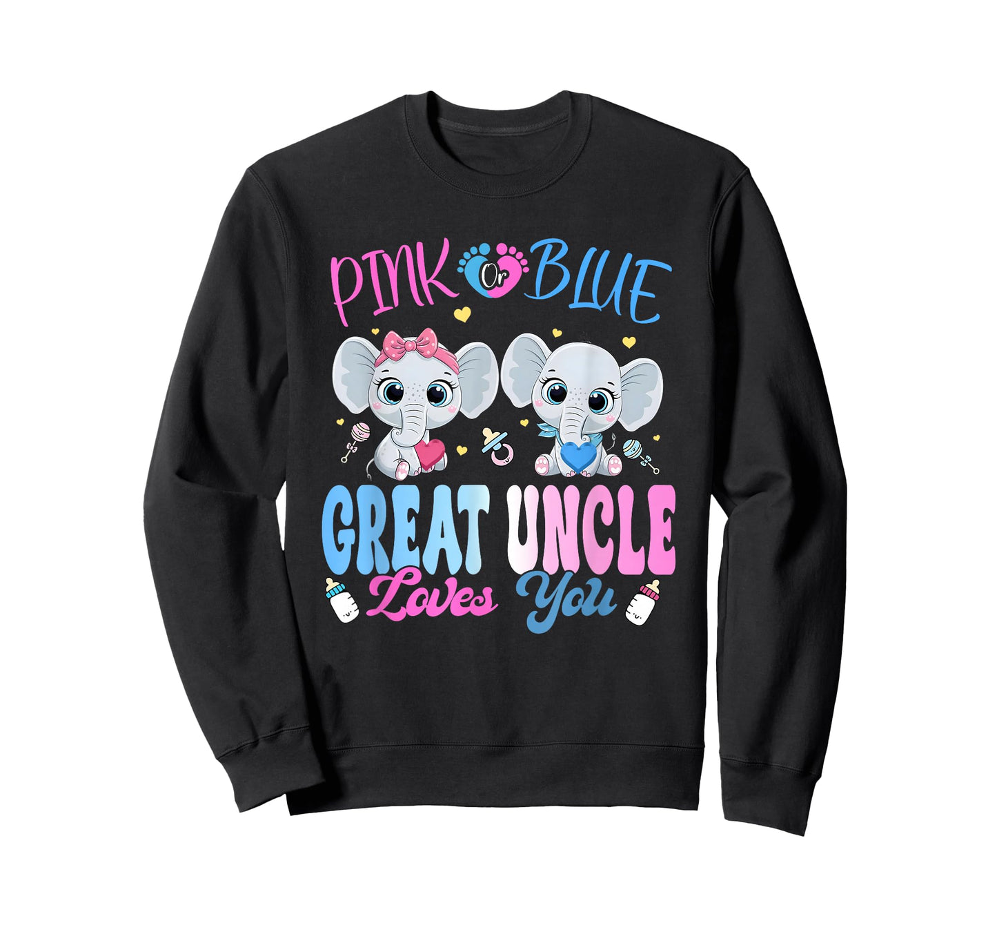 Pink or Blue Great Uncle Loves You Gender Reveal Elephant T-Shirt