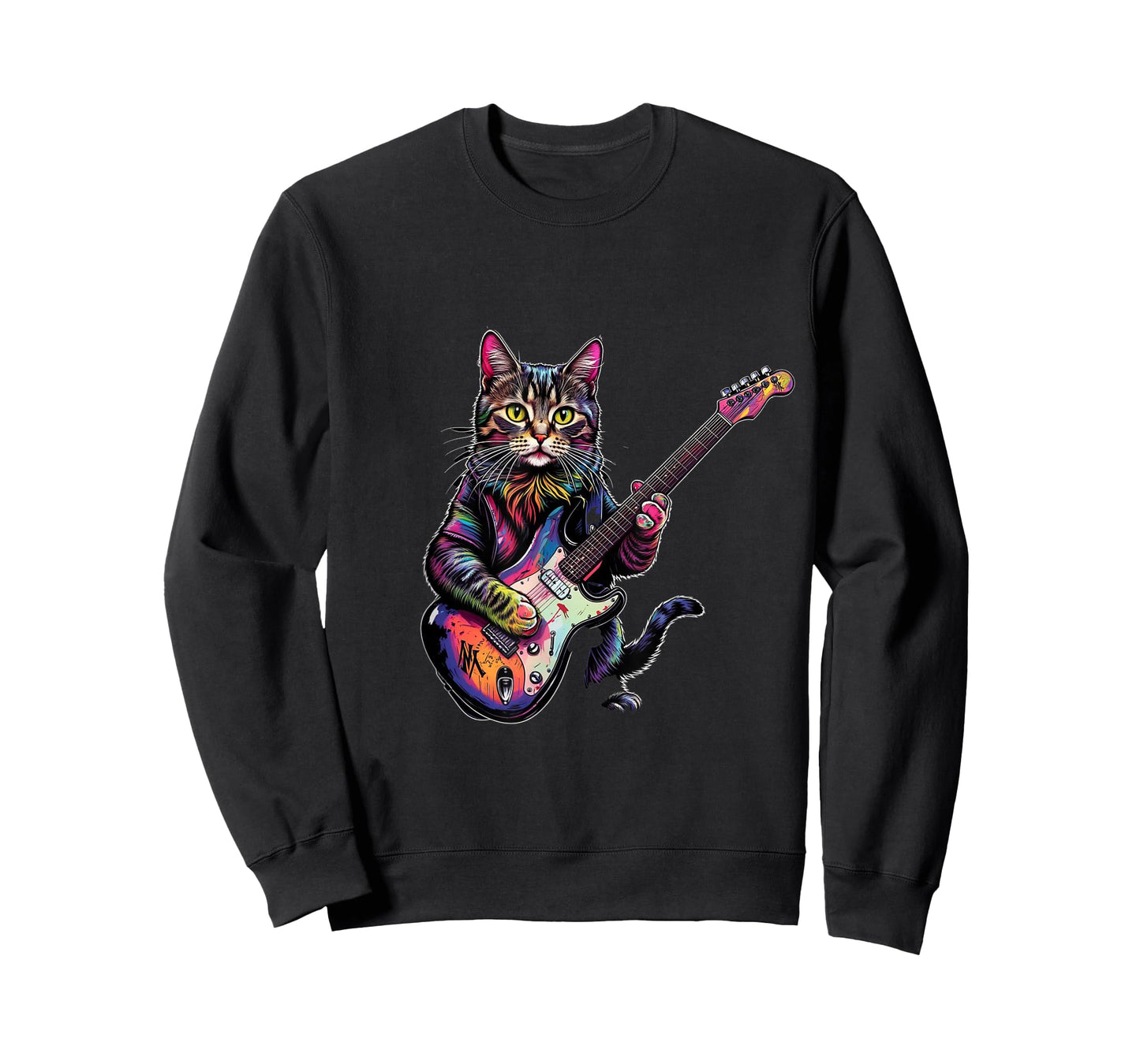 Funny Cat Playing Guitar Rock and Roll Gifts Men Women Kids T-Shirt