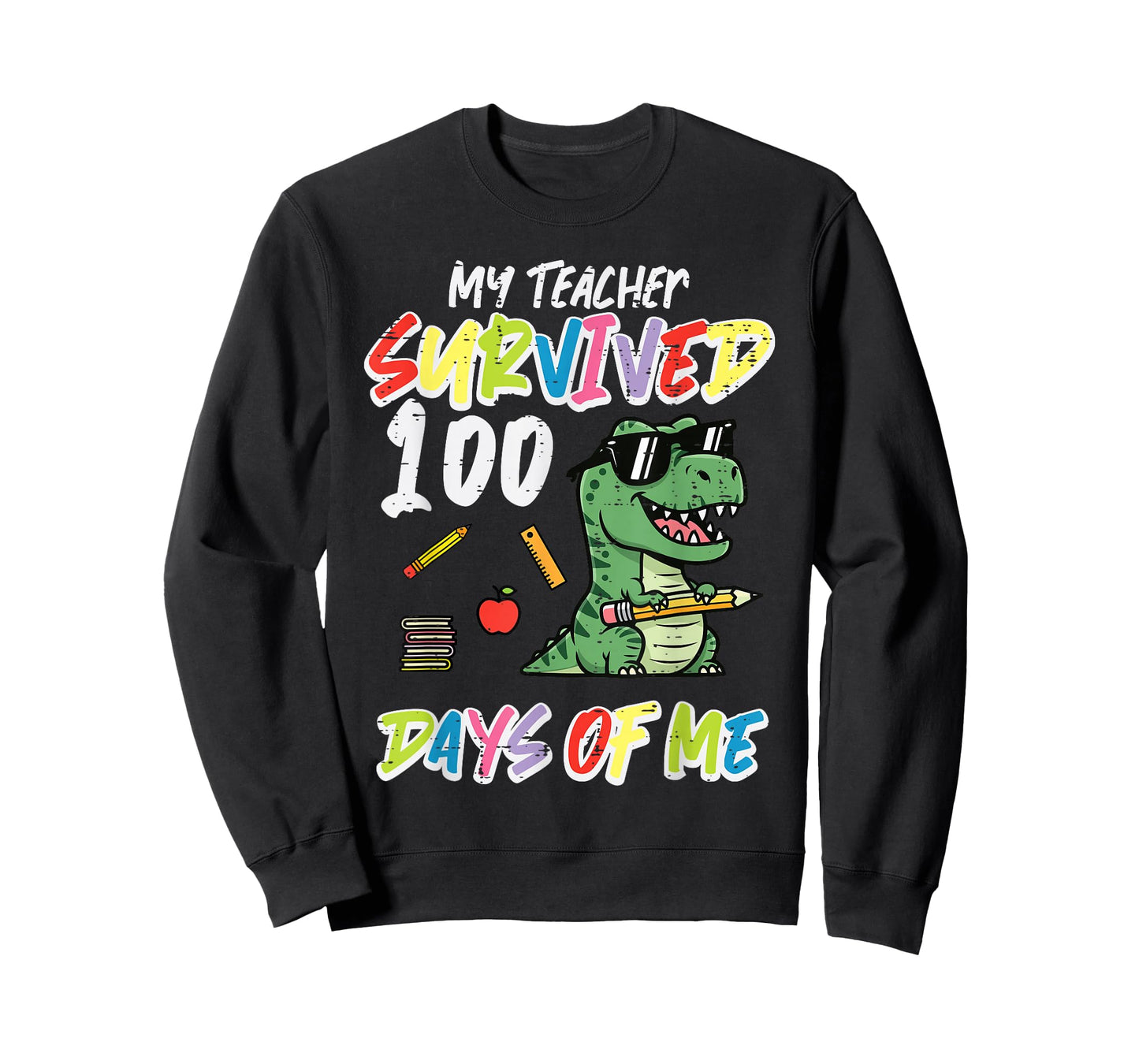 Teacher Survived 100 Days Me Dino 100th Day School Boys Kids T-Shirt