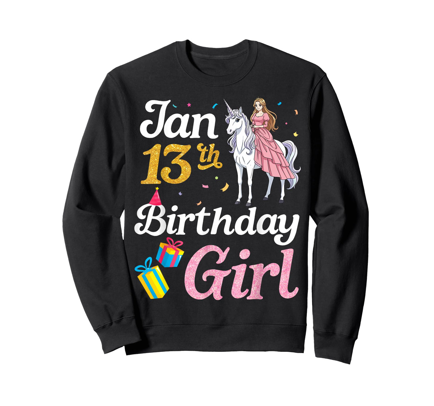 Born On January 13th Happy Birthday to Me Cute Unicorn Girl T-Shirt