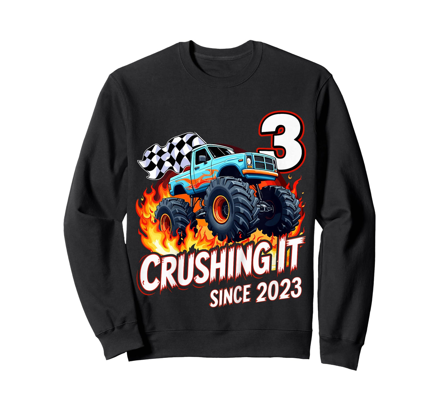 Kids 3rd Birthday Monster Truck 3 Year Old Boys Born 2023 T-Shirt