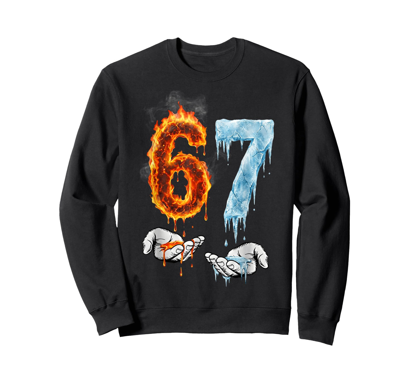67 Flame Ice 6-7 Number Six Seven Meme 6 7 Kids Boys Girls T-Shirt