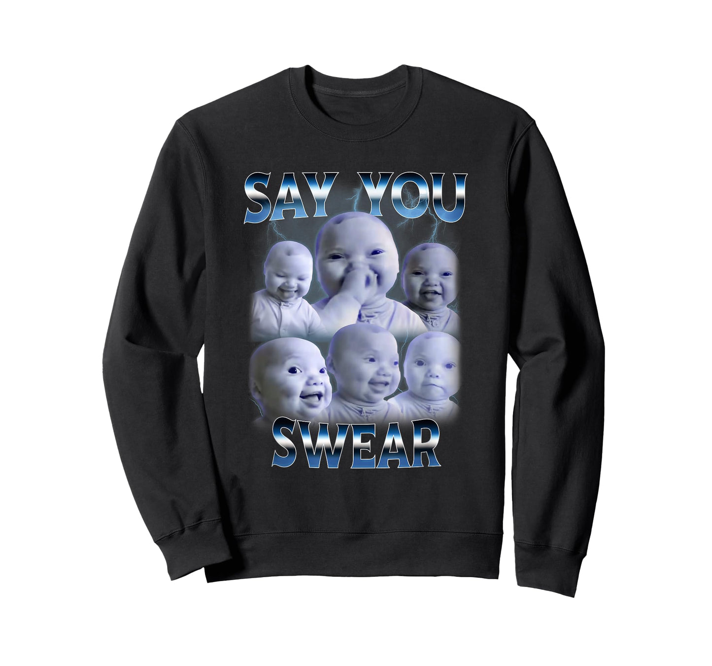 Say You Swear Ai Niche Baby Holding Back Laugh Genz Meme T-Shirt