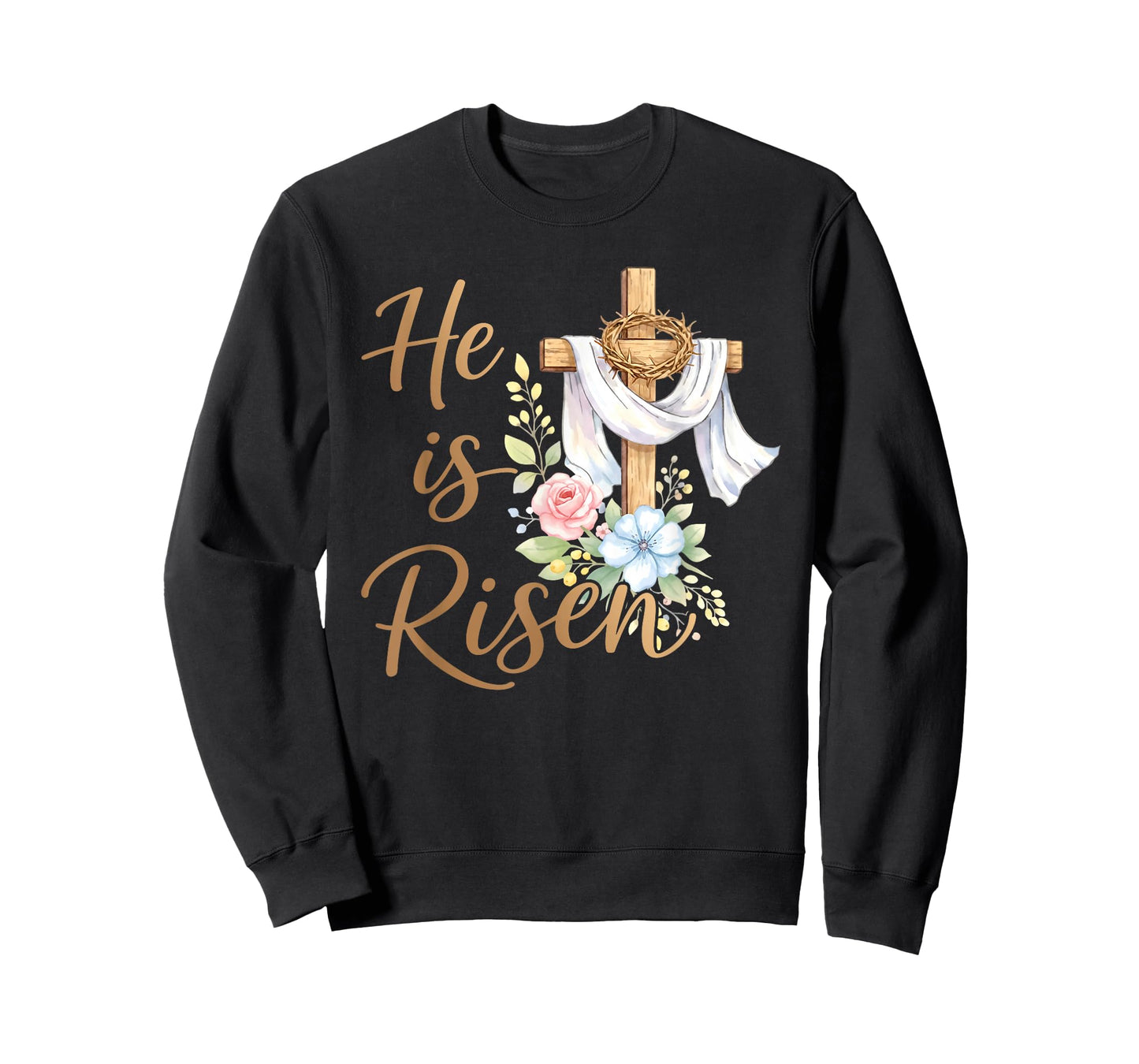 He is Risen Floral Cross Christian Vintage Happy Easter Day T-Shirt