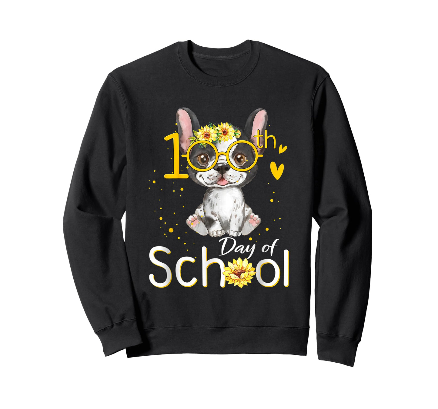 Happy 100 Days of School French Bulldog 100th Day of School T-Shirt