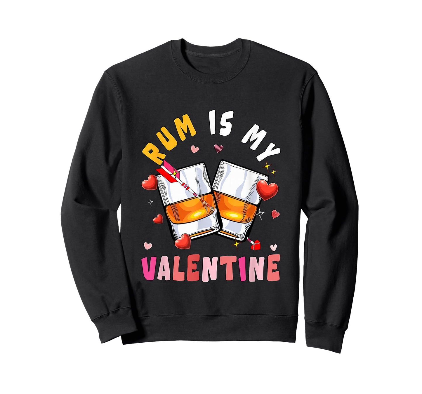 Rum is My Valentine Hearts Matching Drinker Family Couple T-Shirt