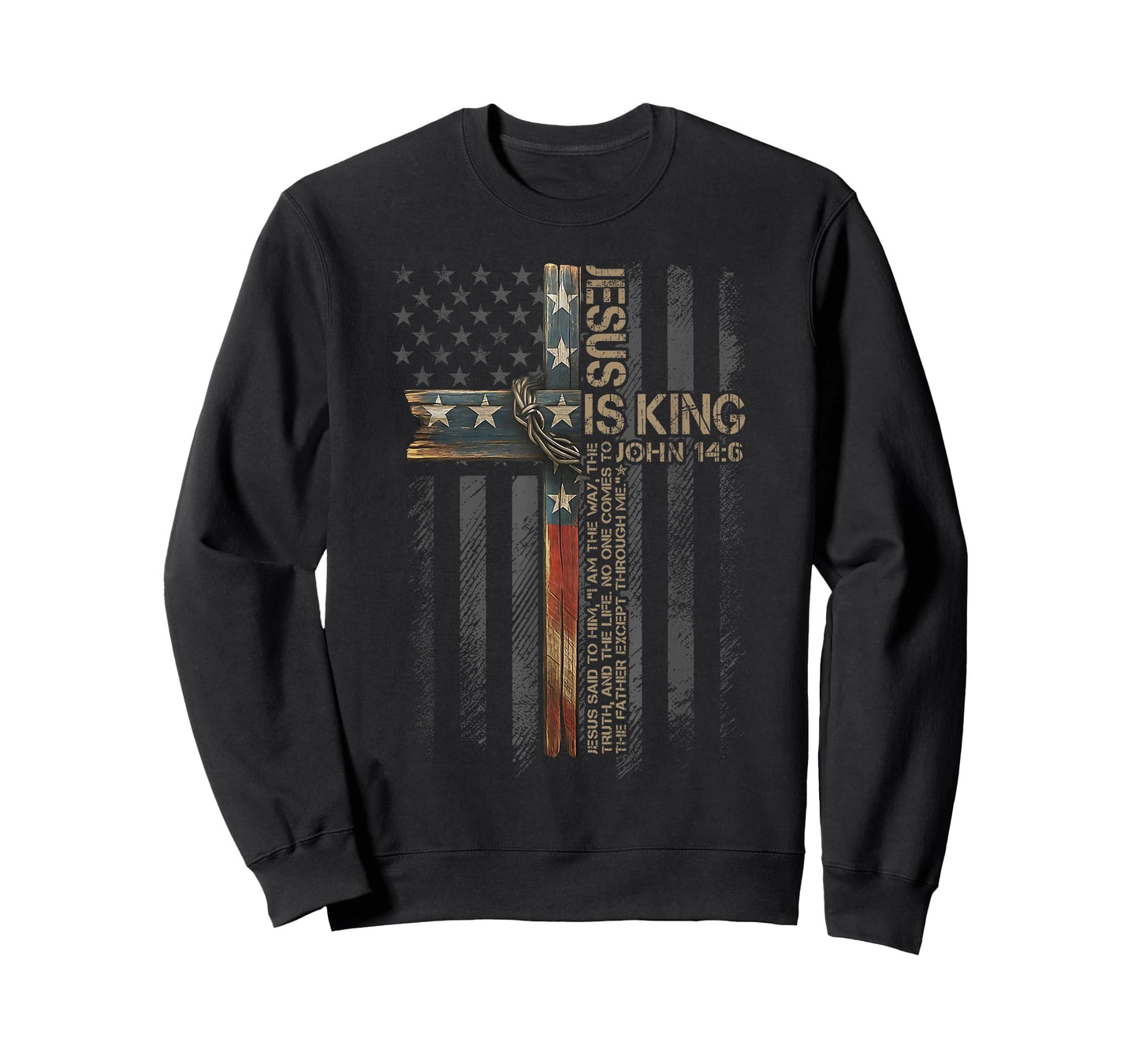 Jesus is King American Flag Christian Cross Faith Vintage T-Shirt