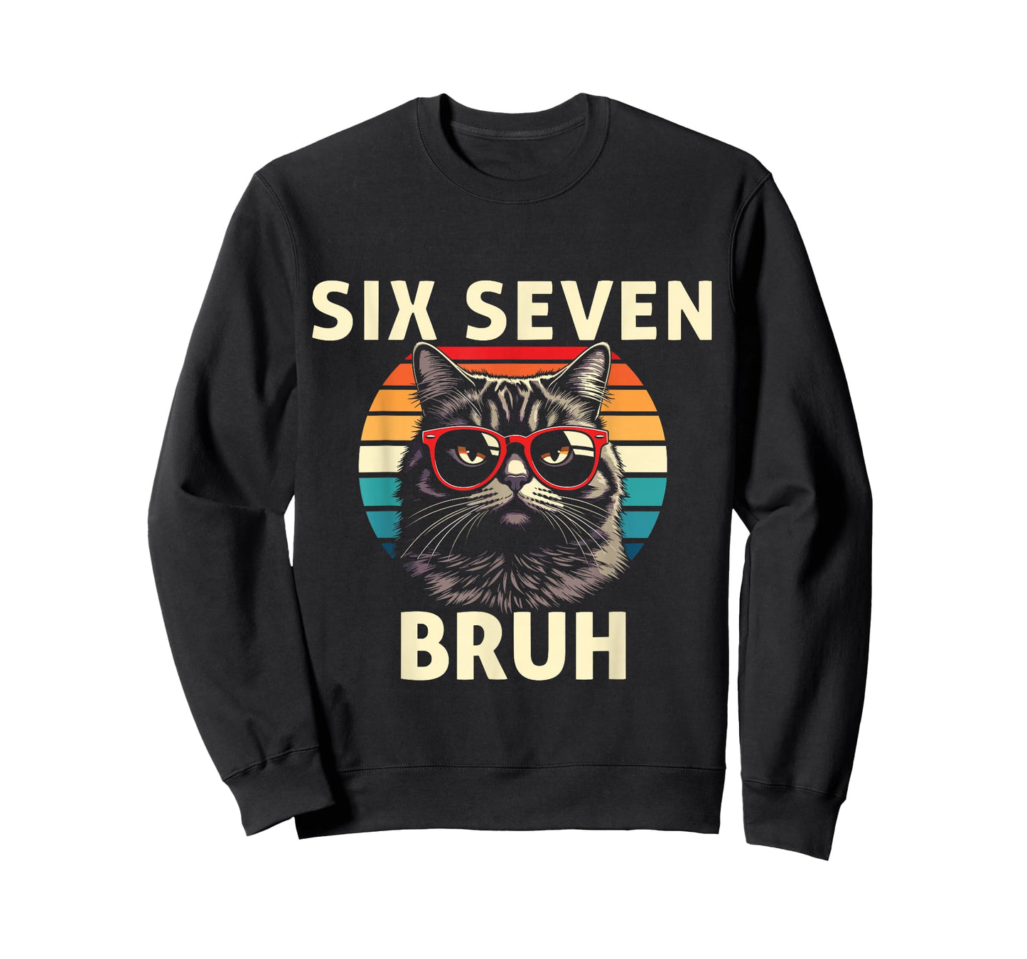 Cool Retro Six Seven Bruh Cat Sunglasses Meme 67 T-Shirt