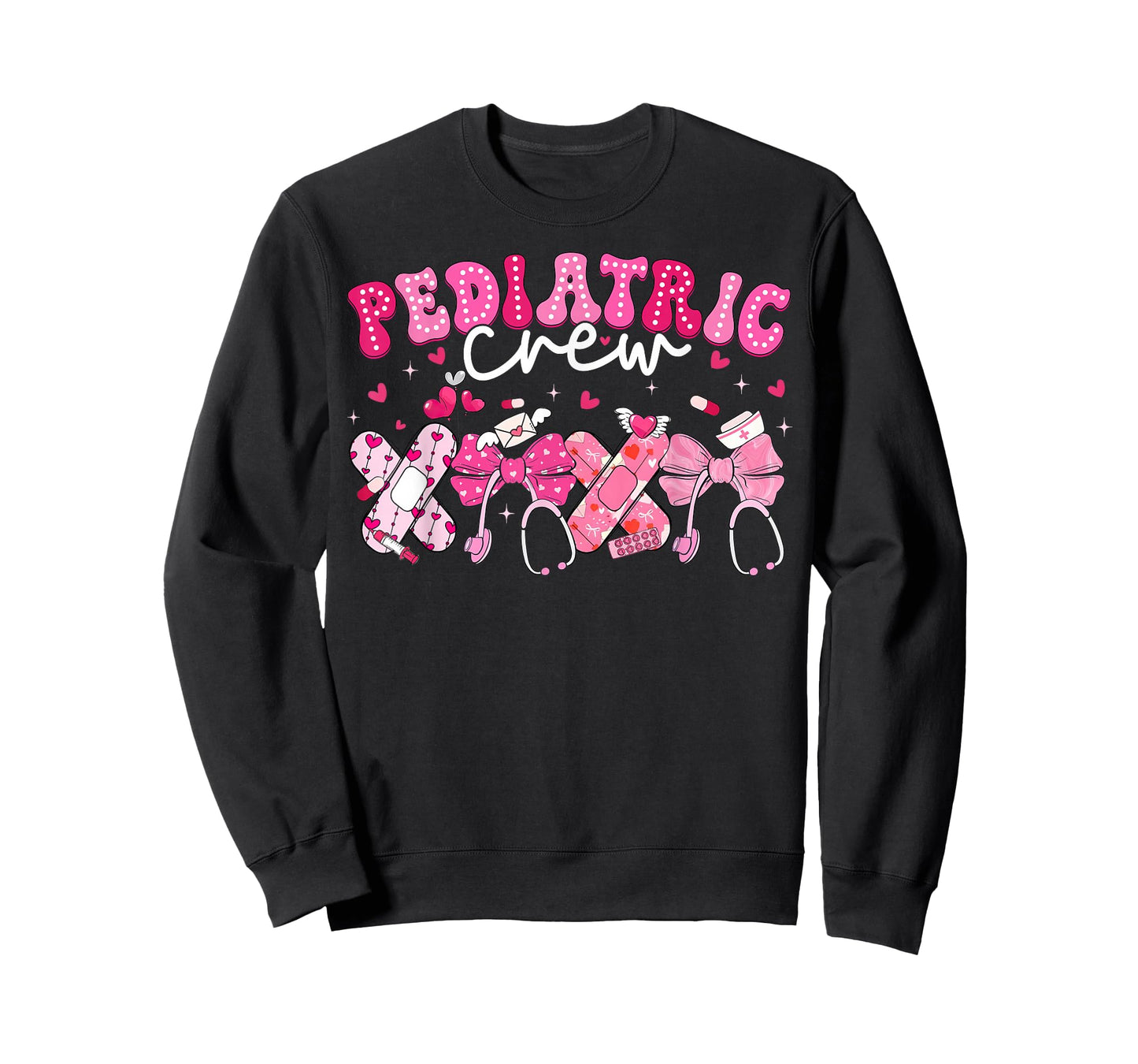 Valentine Pediatric Crew XOXO Nurse Coquette Bow Peds Women T-Shirt