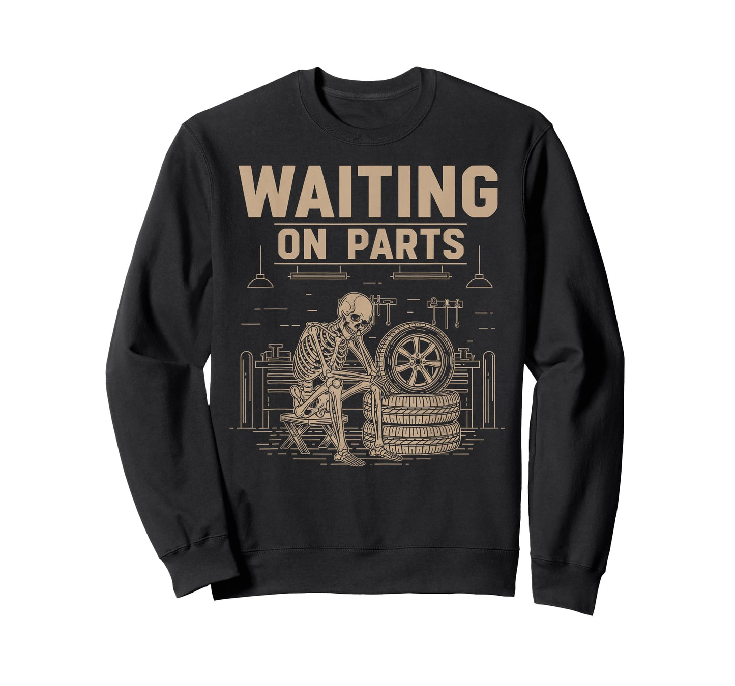 Waiting On Parts Funny Skeleton Auto Mechanic Technician T-Shirt