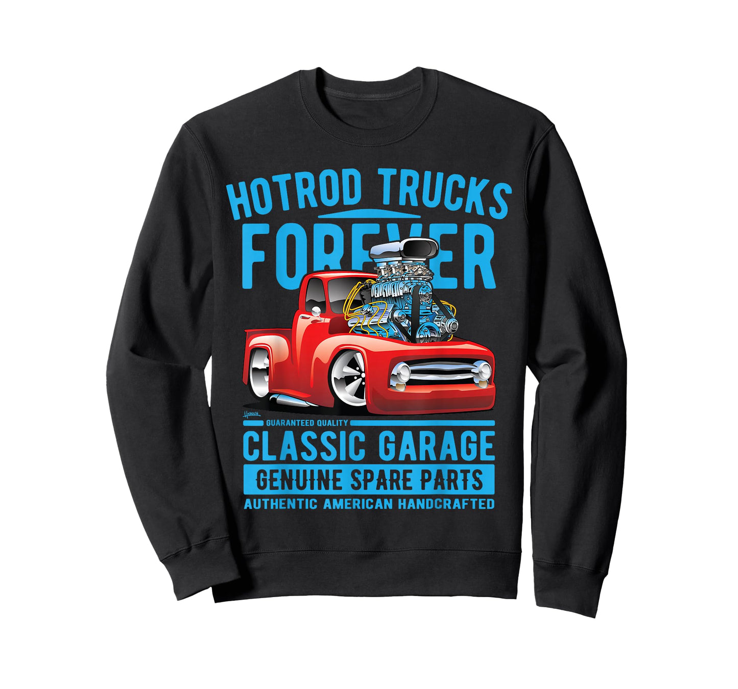 Hotrod Trucks Forever Cartoon Classic Truck Design T-Shirt