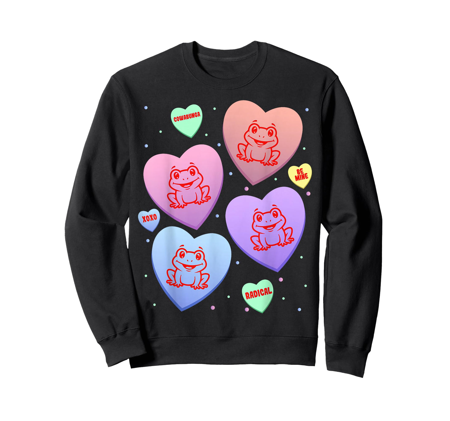 Frog Candy Heart Cute Kitten Valentines Day T-Shirt