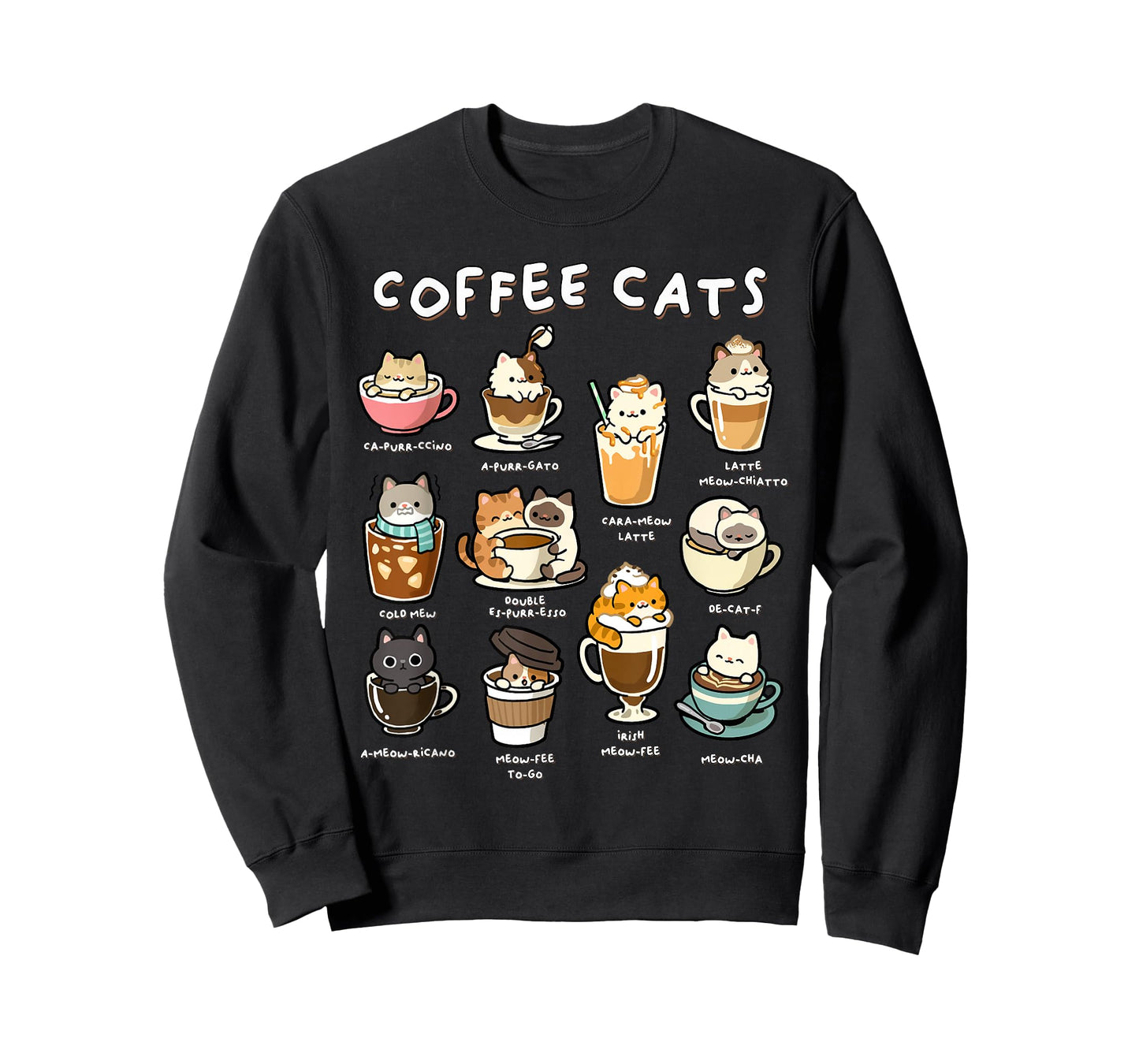 Cute Coffee Cats Kawaii Pun Funny Cat Lover Barista T-Shirt