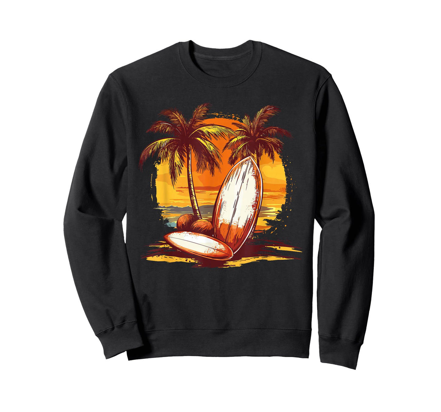 Tropical Surfboards Sunset Beach Palm Trees T-Shirt