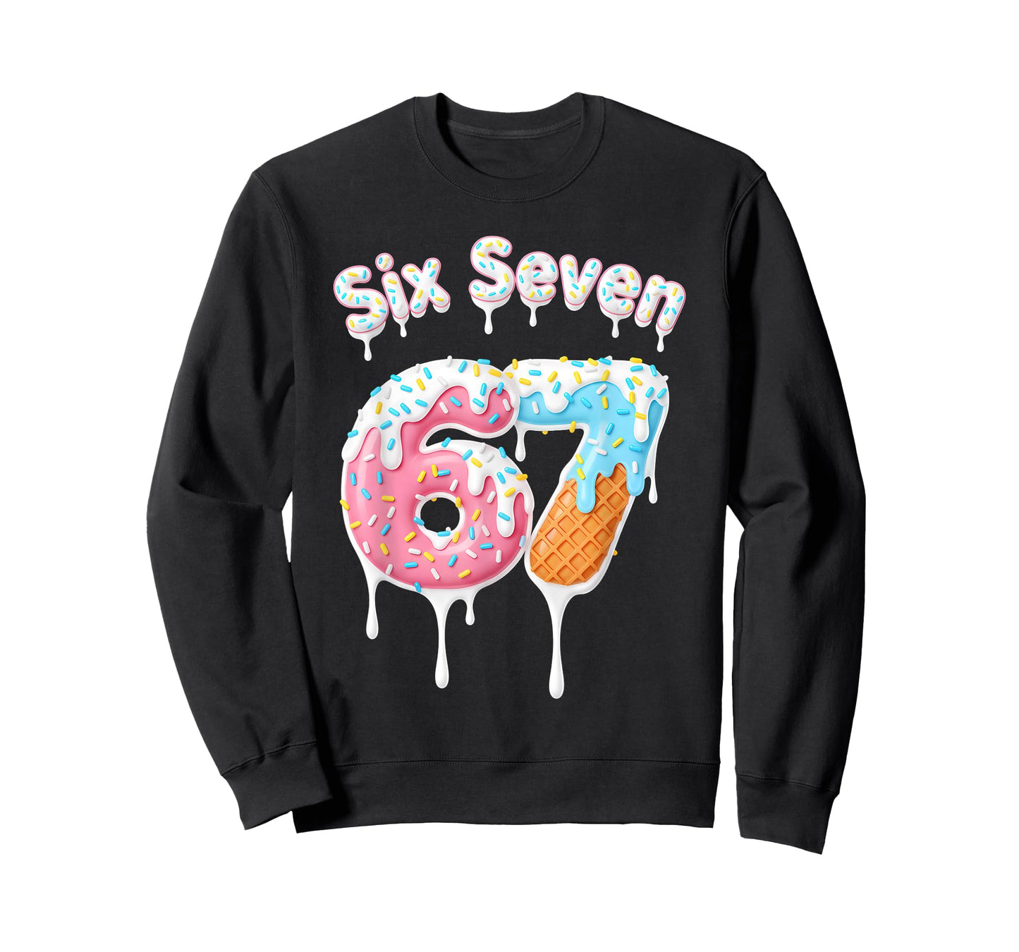 Cute 6 7 Meme Kids Ice Cream Drip Six Seven 67 Ice Cream T-Shirt