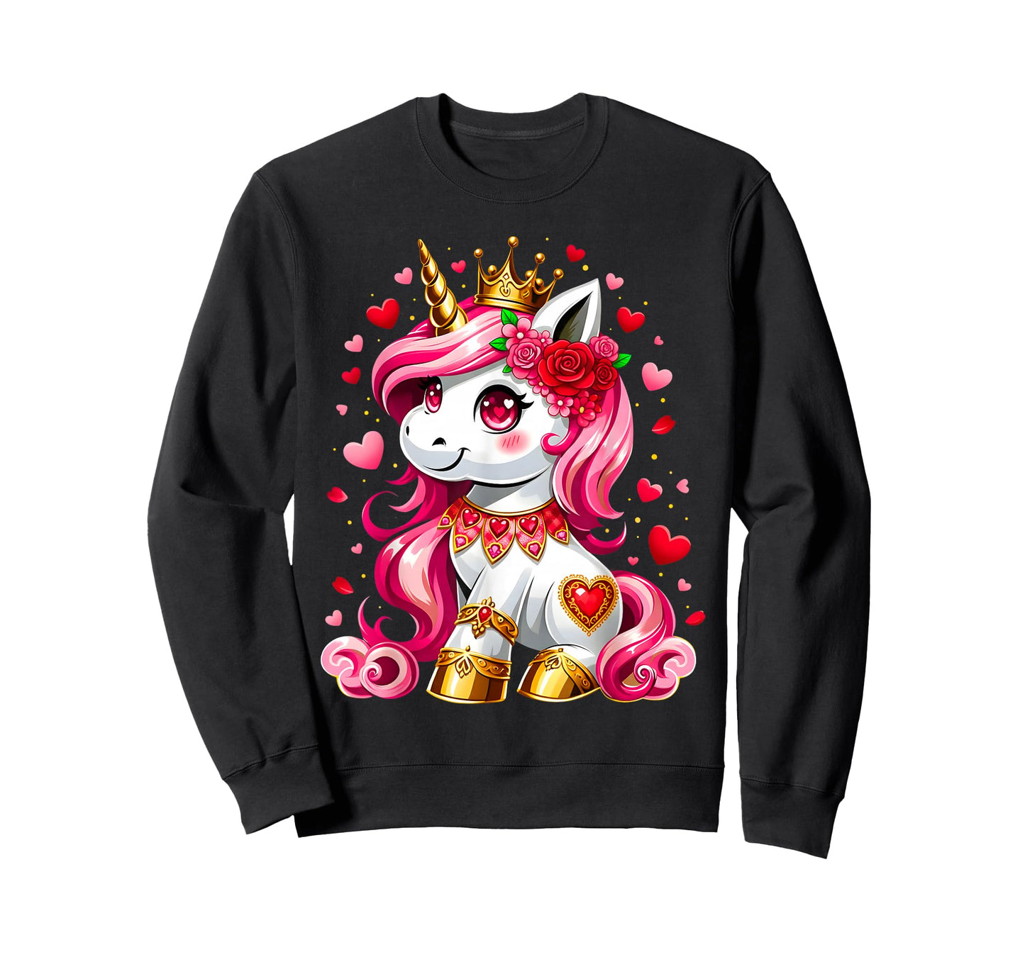 Cute Unicorn Heart Valentines Day Girls Kids Valentine T-Shirt