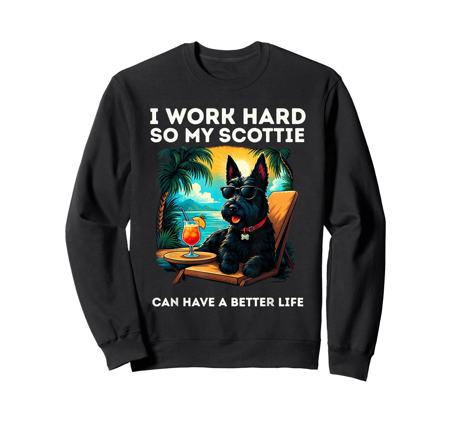 Funny Scottish Terrier Dog I Work Hard Scottie Dog Lover T-Shirt