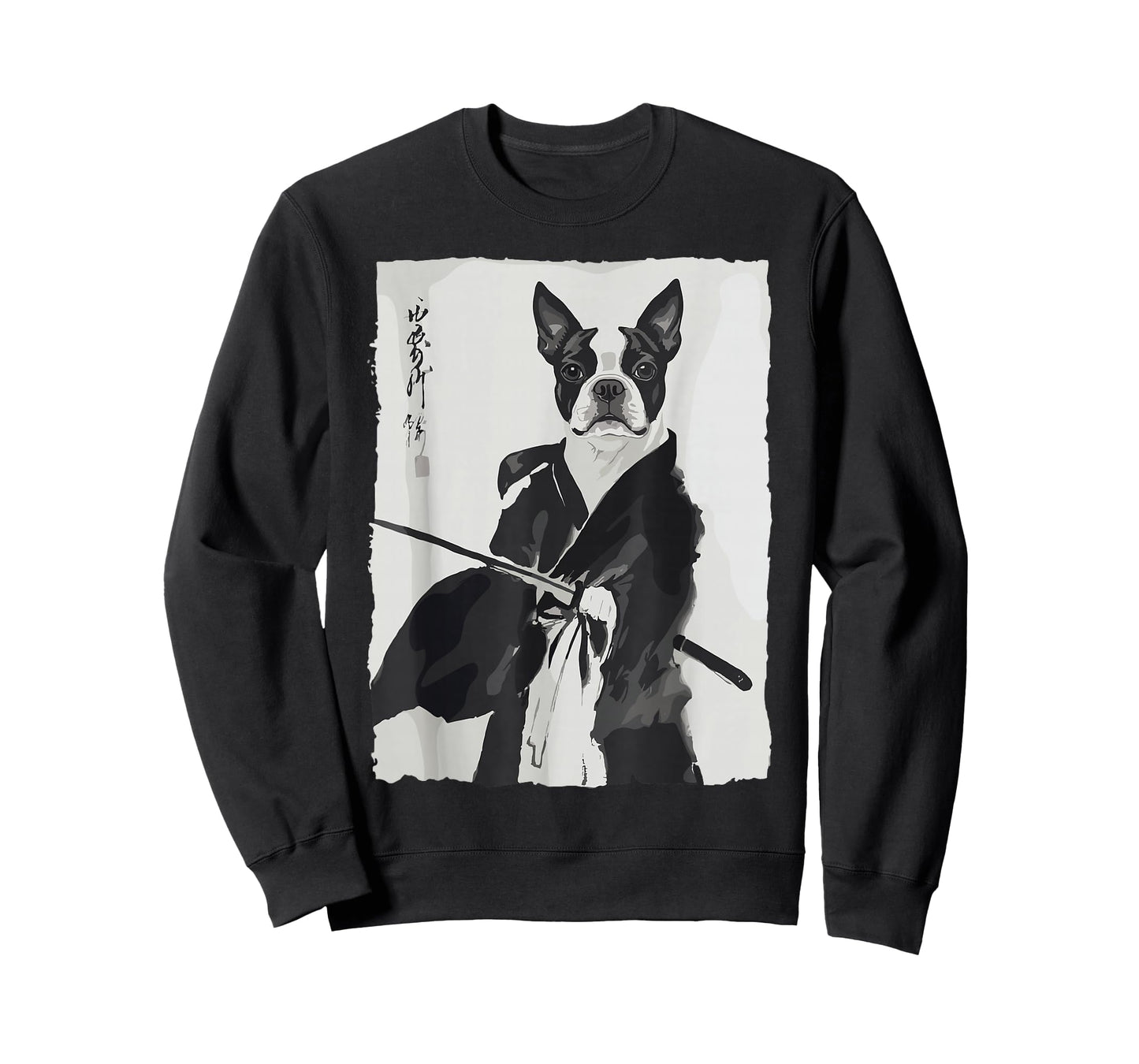 Samurai Boston Terrier Shirts for Women Men Vintage Japanese T-Shirt