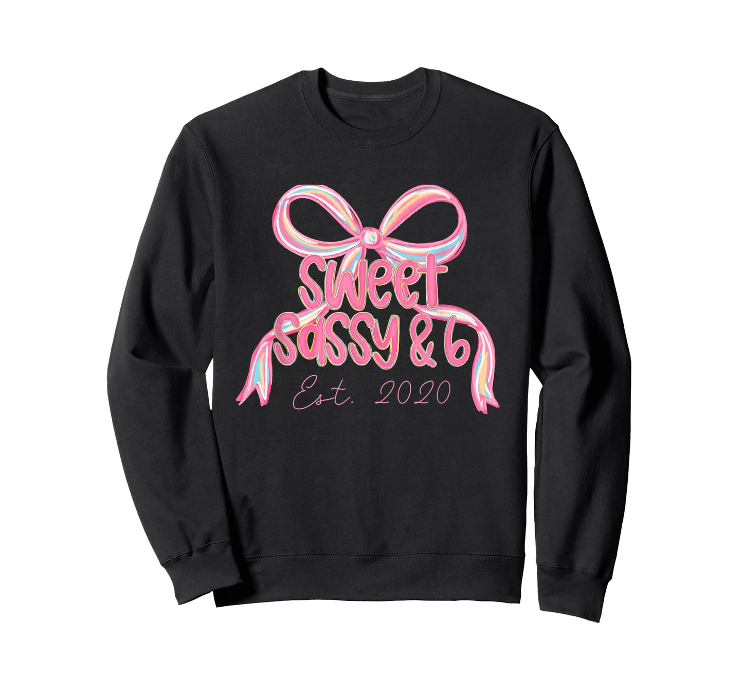 Sweet Sassy & Six 6 Coquette Bow Girls 6th Birthday Est 2020 T-Shirt