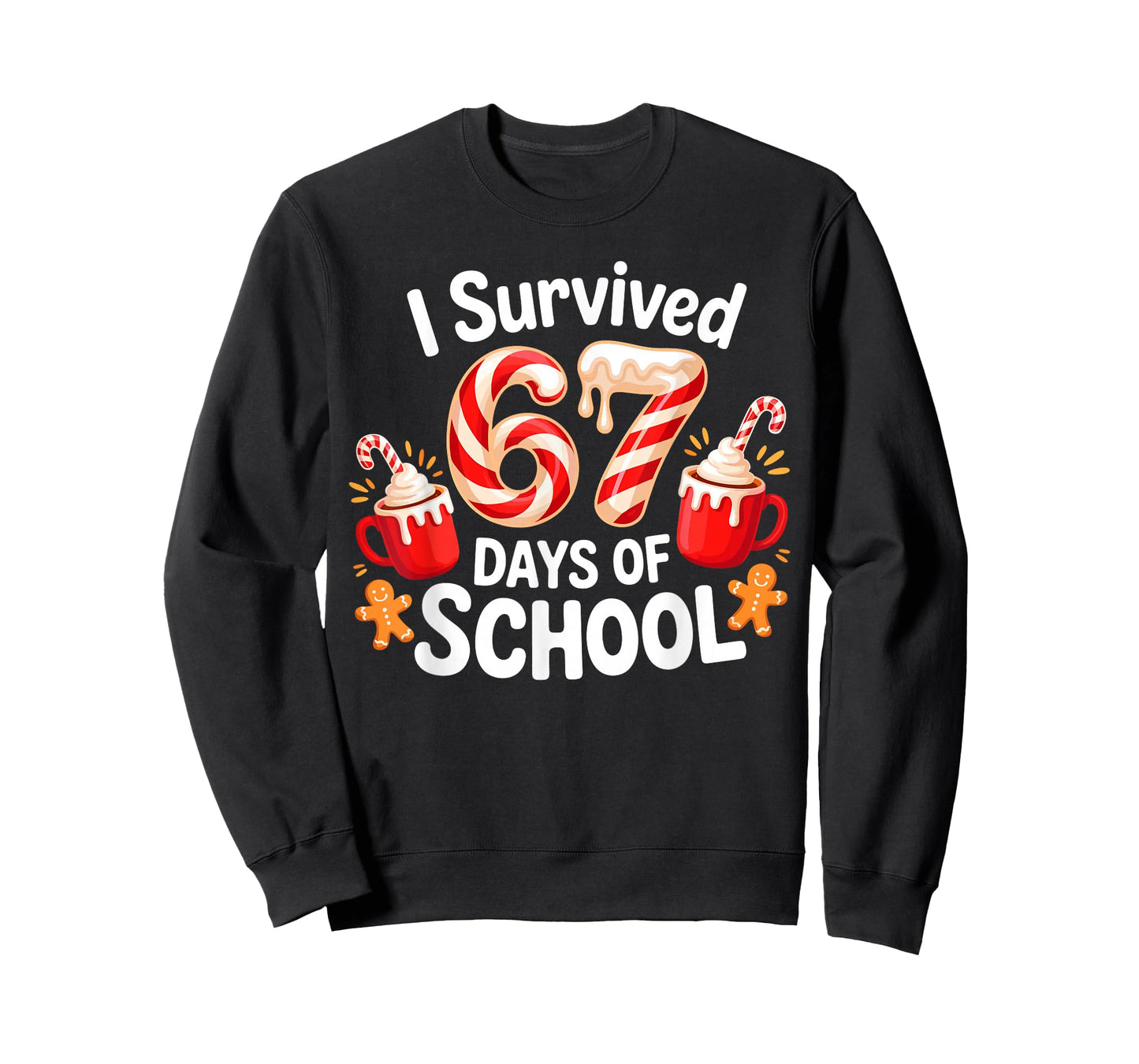 I Survived 67 Days of School Christmas Candy Cane Six Seven T-Shirt
