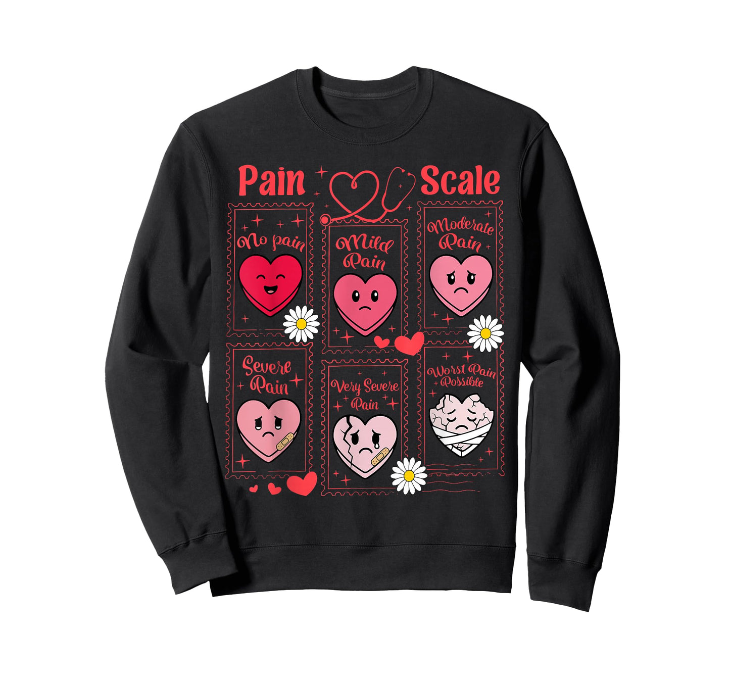 Stamp Pain Scale Heart Candy Trauma Nurse Triage Valentines T-Shirt